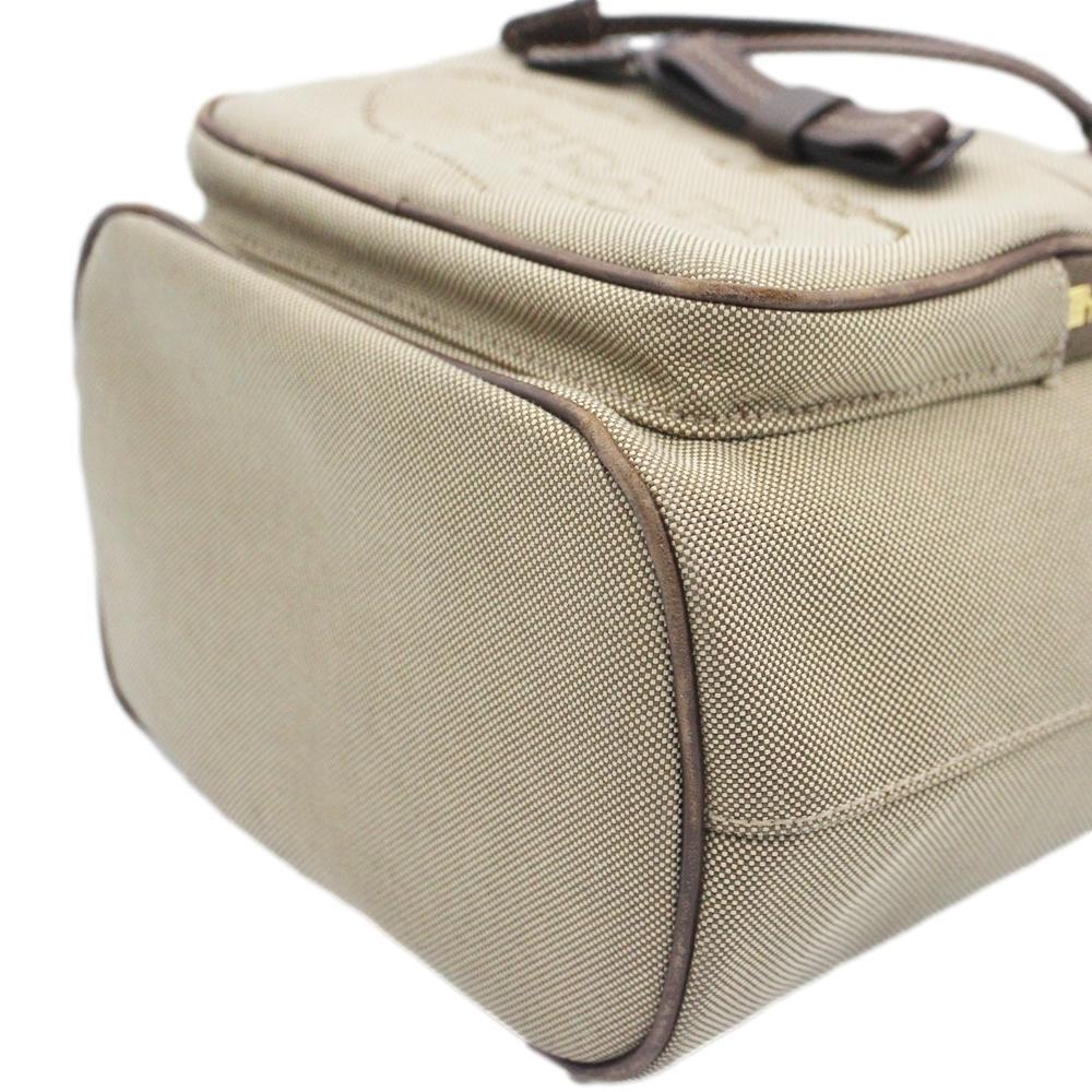 Prada Bag Handbag Shoulder Jacquard Canvas Beige Cream Brown Handheld